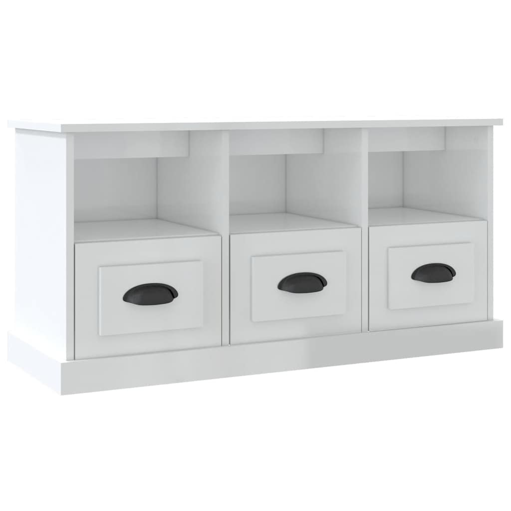 vidaXL Szafka pod TV, wysoki połysk, biała, 100x35x50 cm