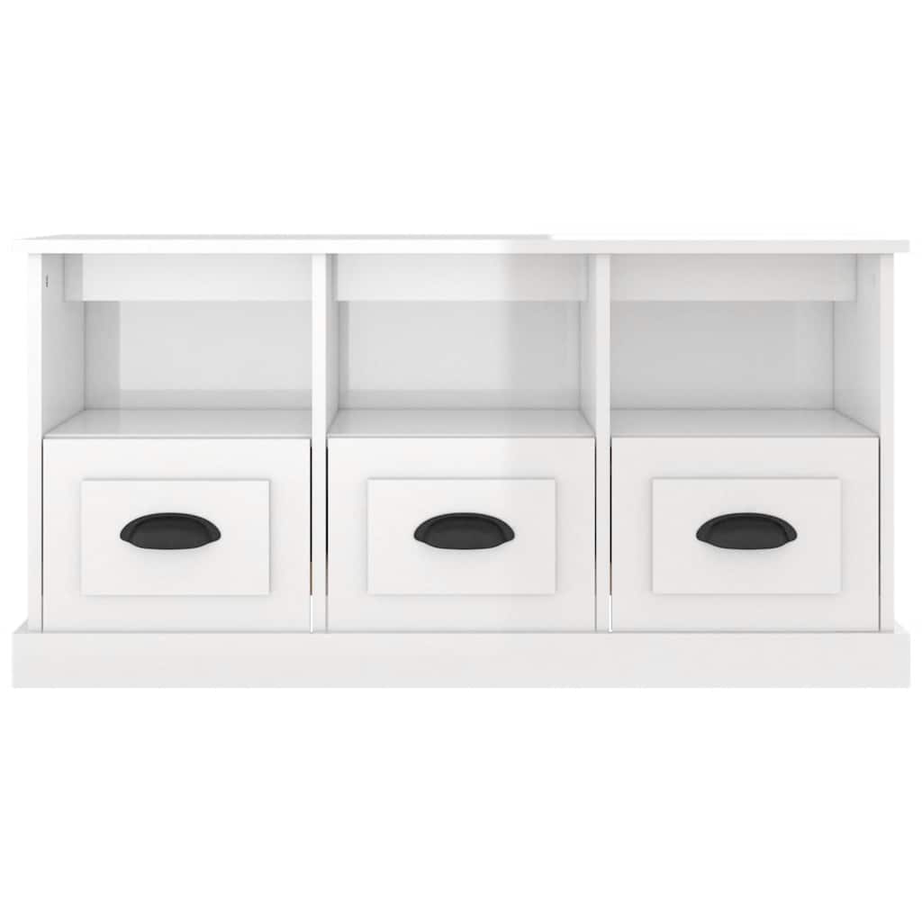 vidaXL Szafka pod TV, wysoki połysk, biała, 100x35x50 cm