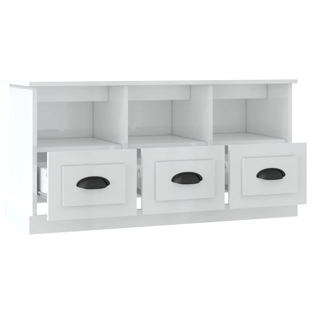 vidaXL Szafka pod TV, wysoki połysk, biała, 100x35x50 cm