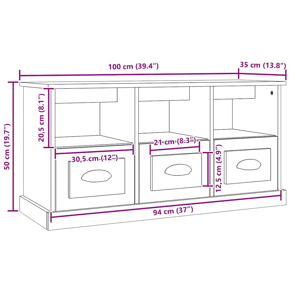 vidaXL Szafka pod TV, szarość betonu, 100x35x50 cm