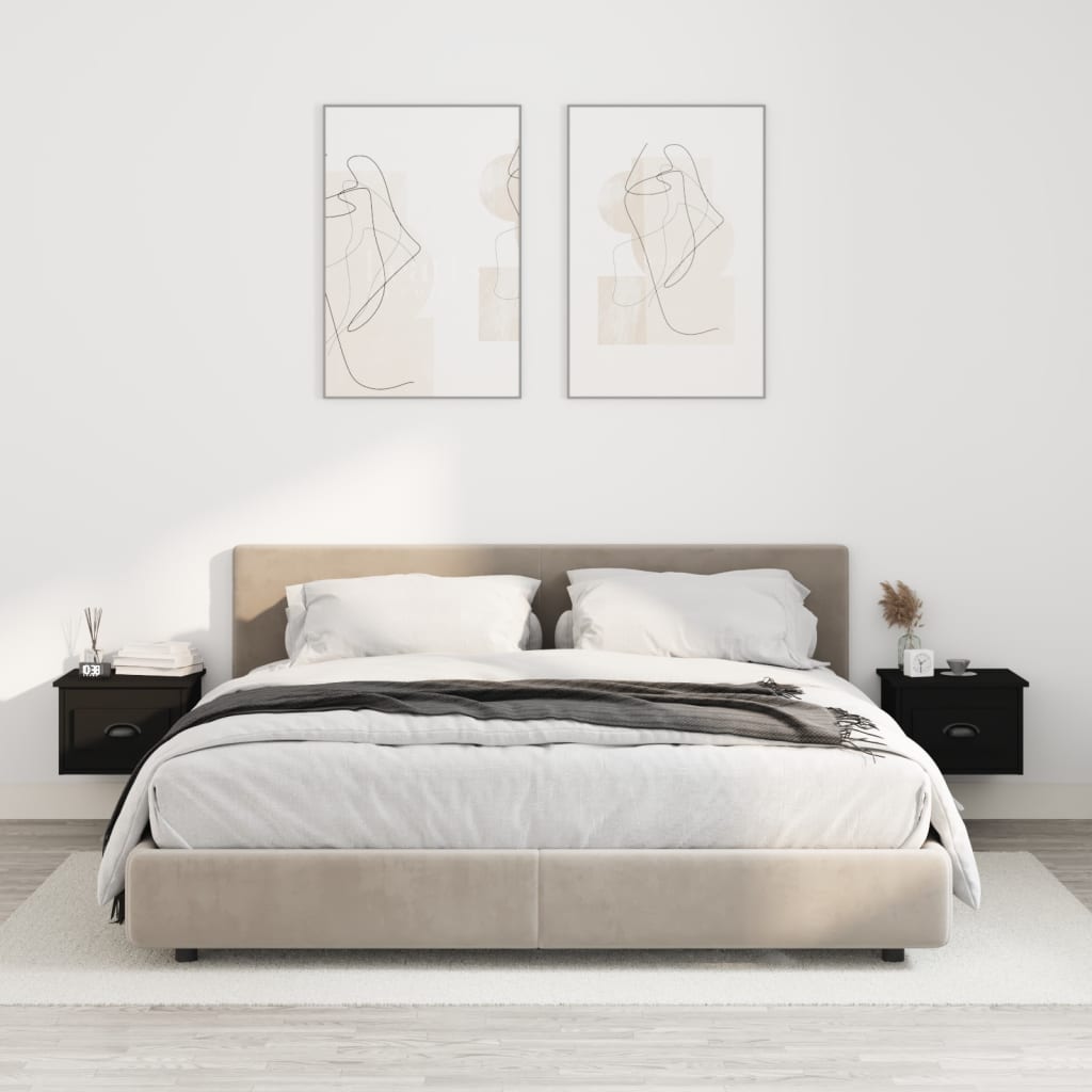 vidaXL Wiszące szafki nocne, 2 szt., czarne, 41,5x36x28 cm