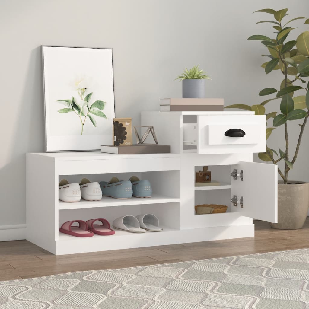vidaXL Szafka na buty, biała, 100x42x60 cm, materiał drewnopochodny