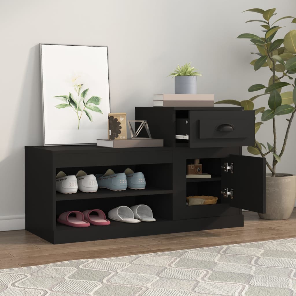 vidaXL Szafka na buty, czarna, 100x42x60 cm, materiał drewnopochodny
