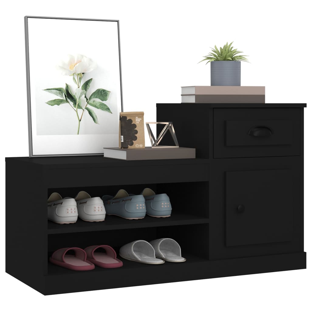 vidaXL Szafka na buty, czarna, 100x42x60 cm, materiał drewnopochodny