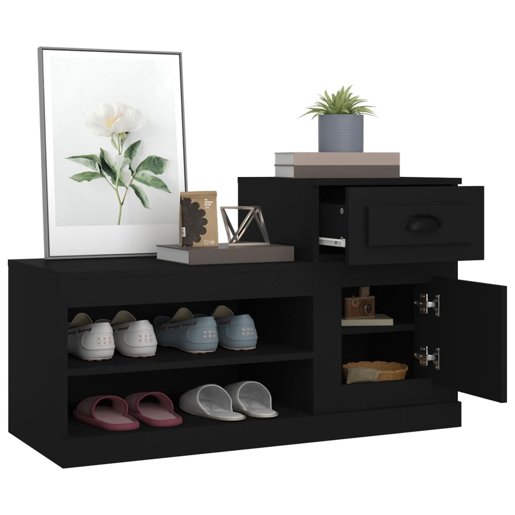 vidaXL Szafka na buty, czarna, 100x42x60 cm, materiał drewnopochodny