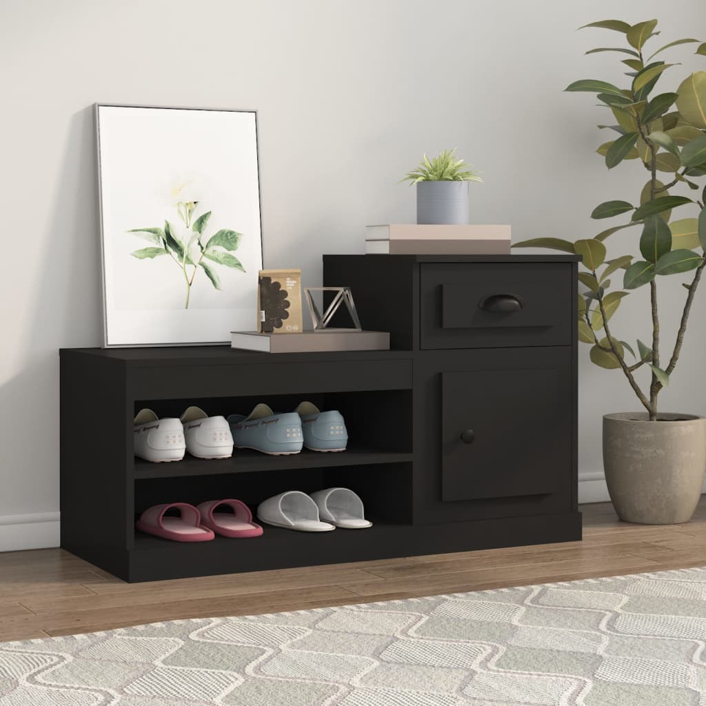 vidaXL Szafka na buty, czarna, 100x42x60 cm, materiał drewnopochodny