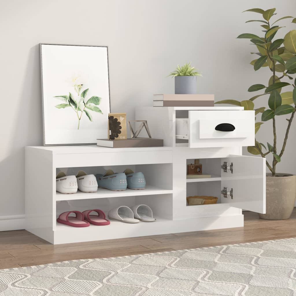vidaXL Szafka na buty, biała o wysokim połysku, 100x42x60 cm