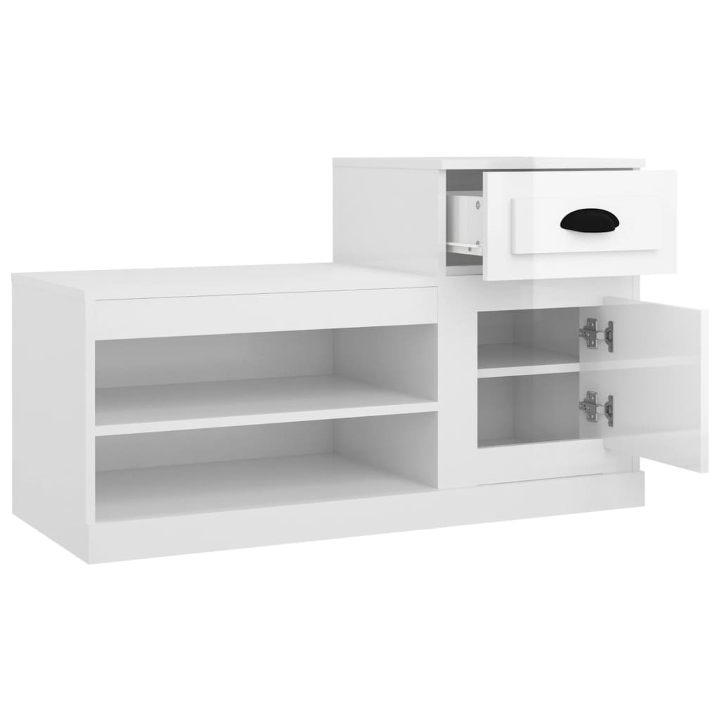 vidaXL Szafka na buty, biała o wysokim połysku, 100x42x60 cm