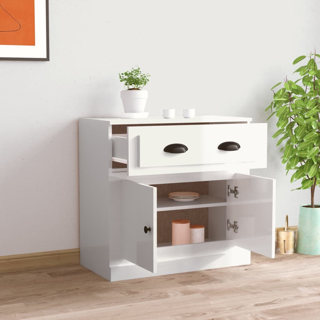 vidaXL Szafka, biała z połyskiem, 70x35,5x67,5 cm