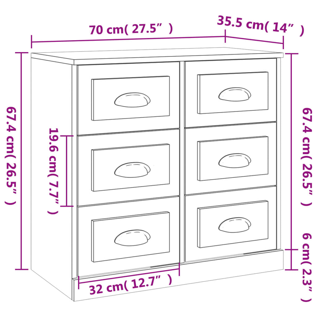 vidaXL Szafka, biała, 70x35,5x67,5 cm, materiał drewnopochodny