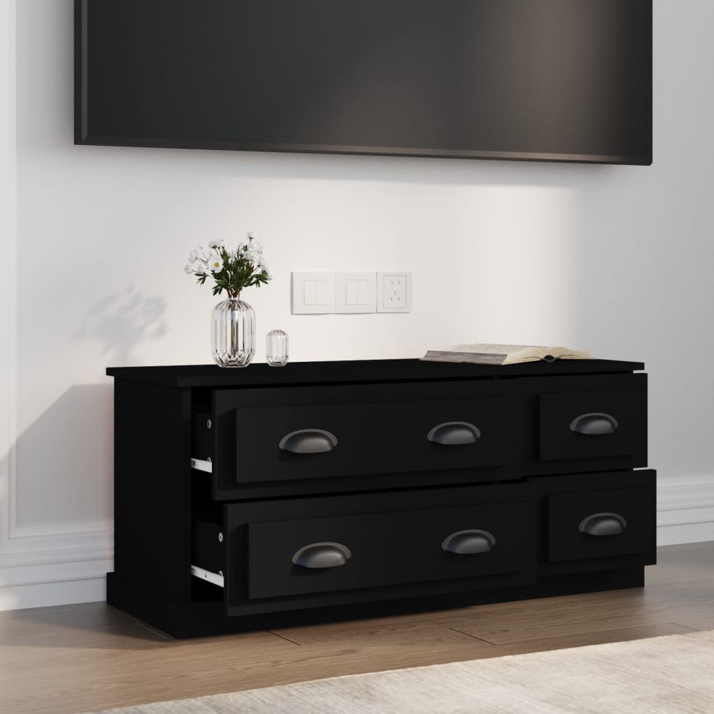 vidaXL Szafka pod TV, czarna, 100x35,5x45 cm, materiał drewnopochodny