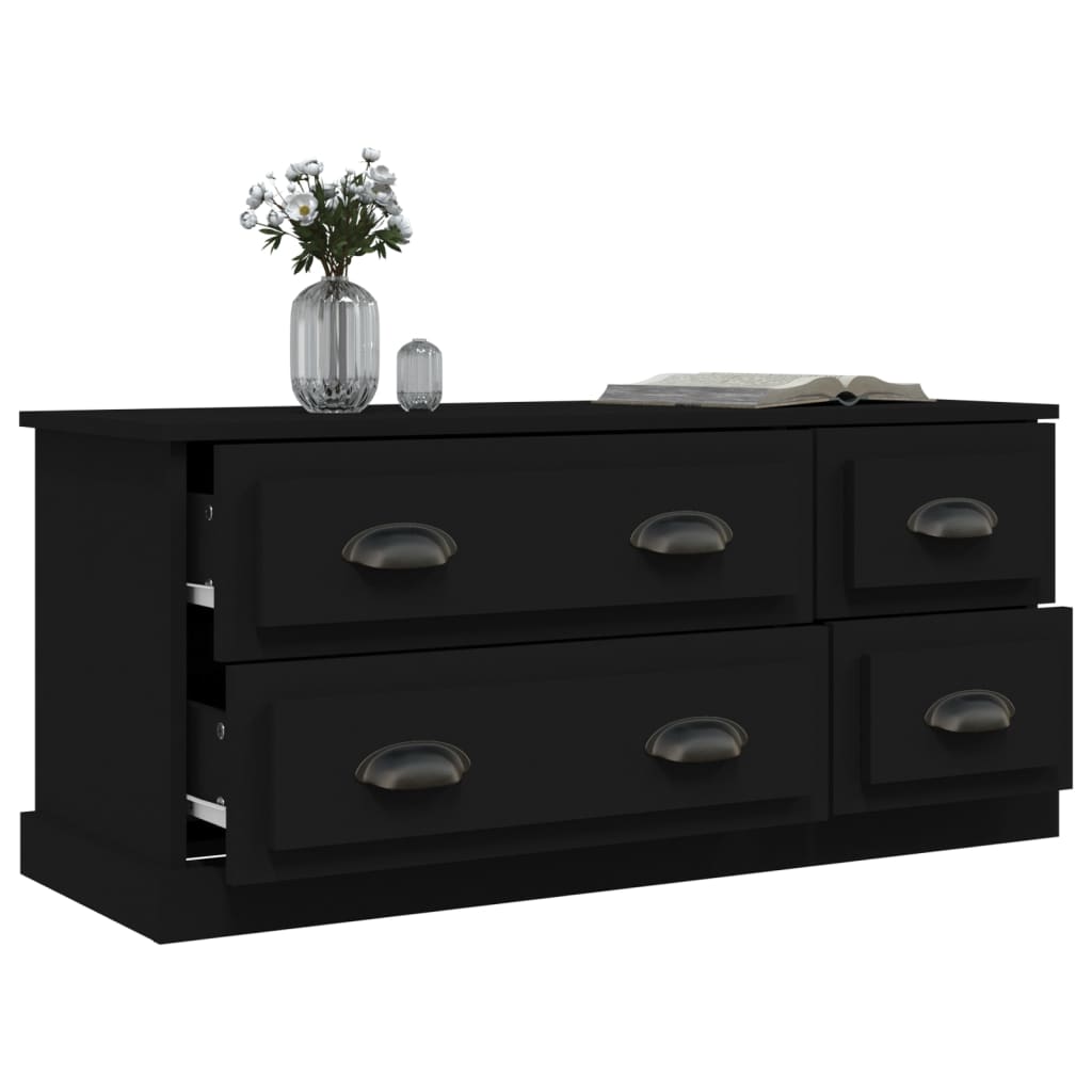 vidaXL Szafka pod TV, czarna, 100x35,5x45 cm, materiał drewnopochodny