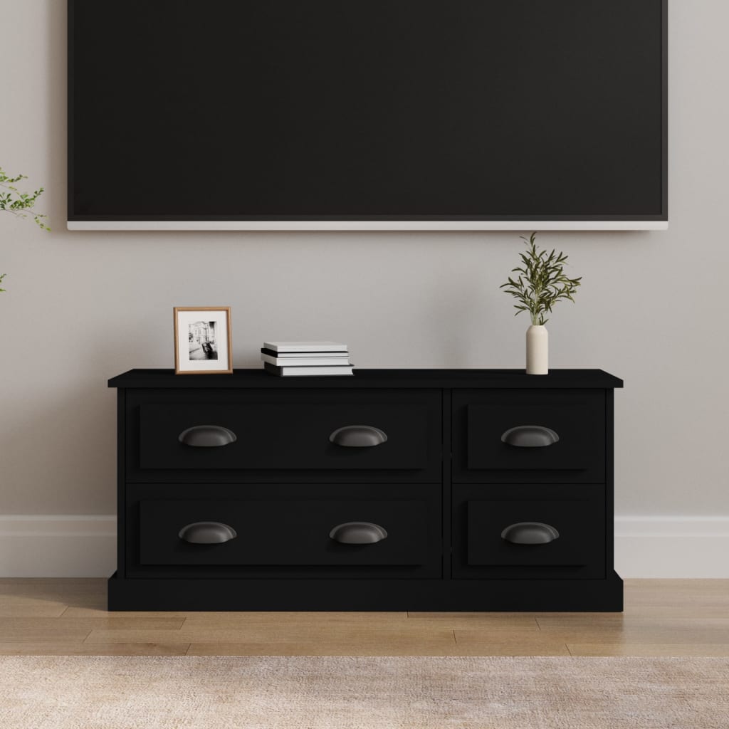 vidaXL Szafka pod TV, czarna, 100x35,5x45 cm, materiał drewnopochodny