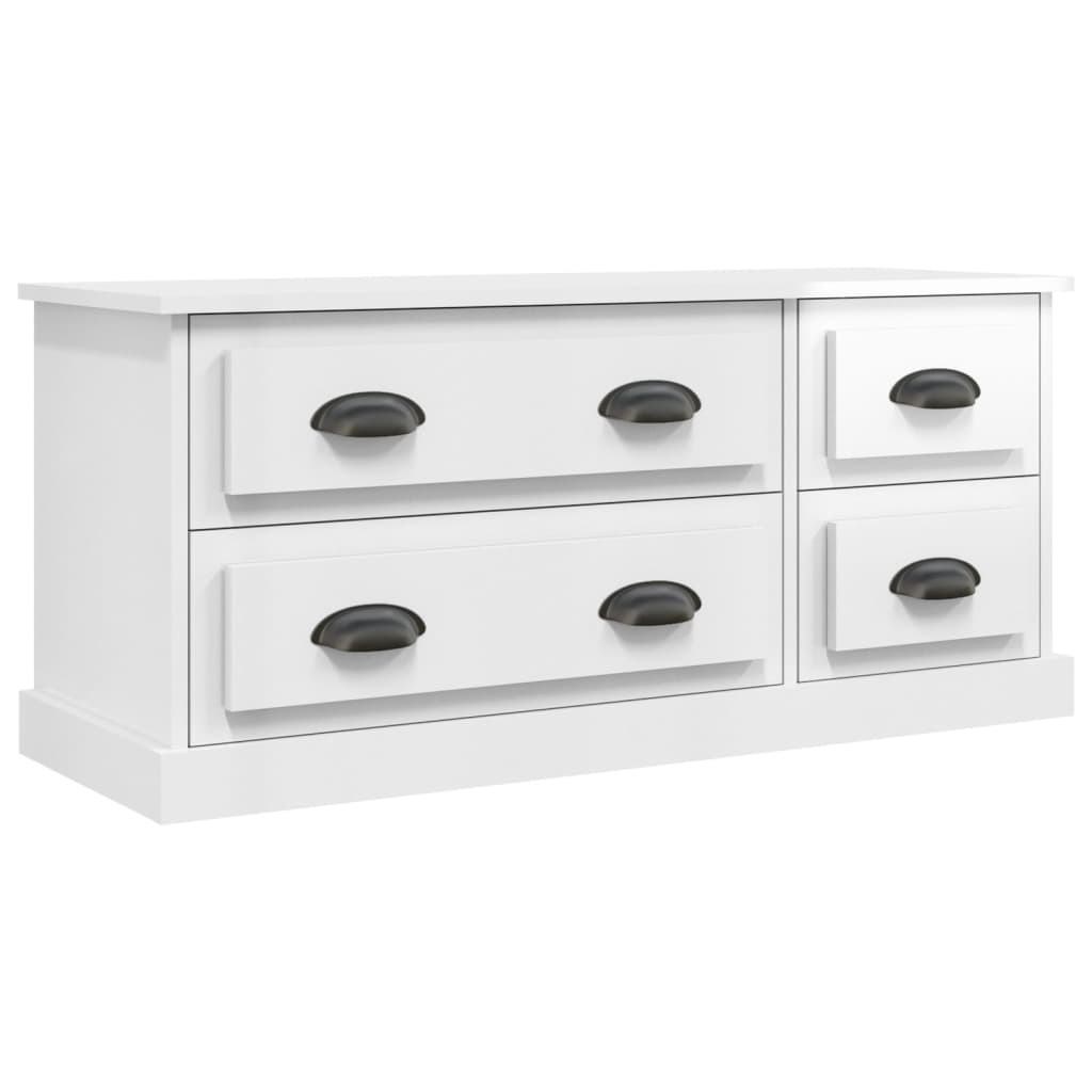 vidaXL Szafka pod TV, wysoki połysk, biała, 100x35,5x45 cm
