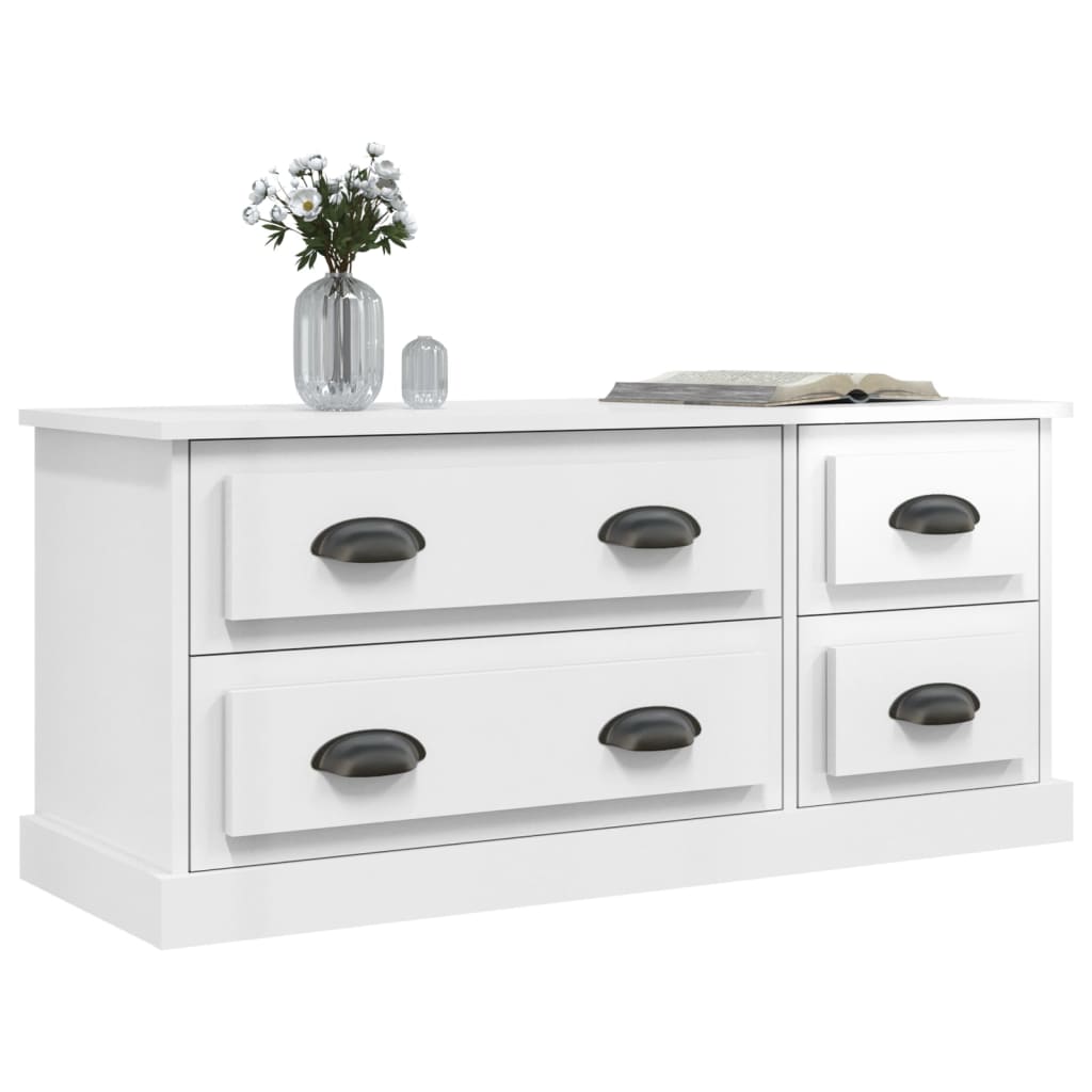 vidaXL Szafka pod TV, wysoki połysk, biała, 100x35,5x45 cm