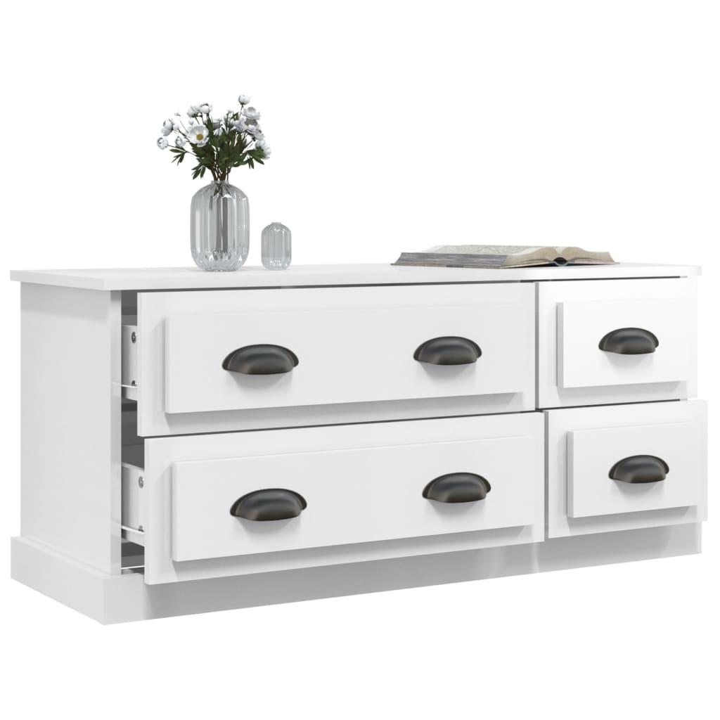 vidaXL Szafka pod TV, wysoki połysk, biała, 100x35,5x45 cm