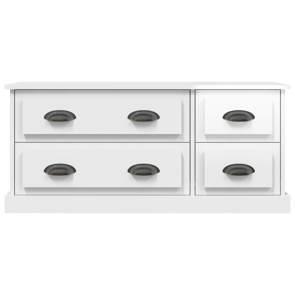 vidaXL Szafka pod TV, wysoki połysk, biała, 100x35,5x45 cm