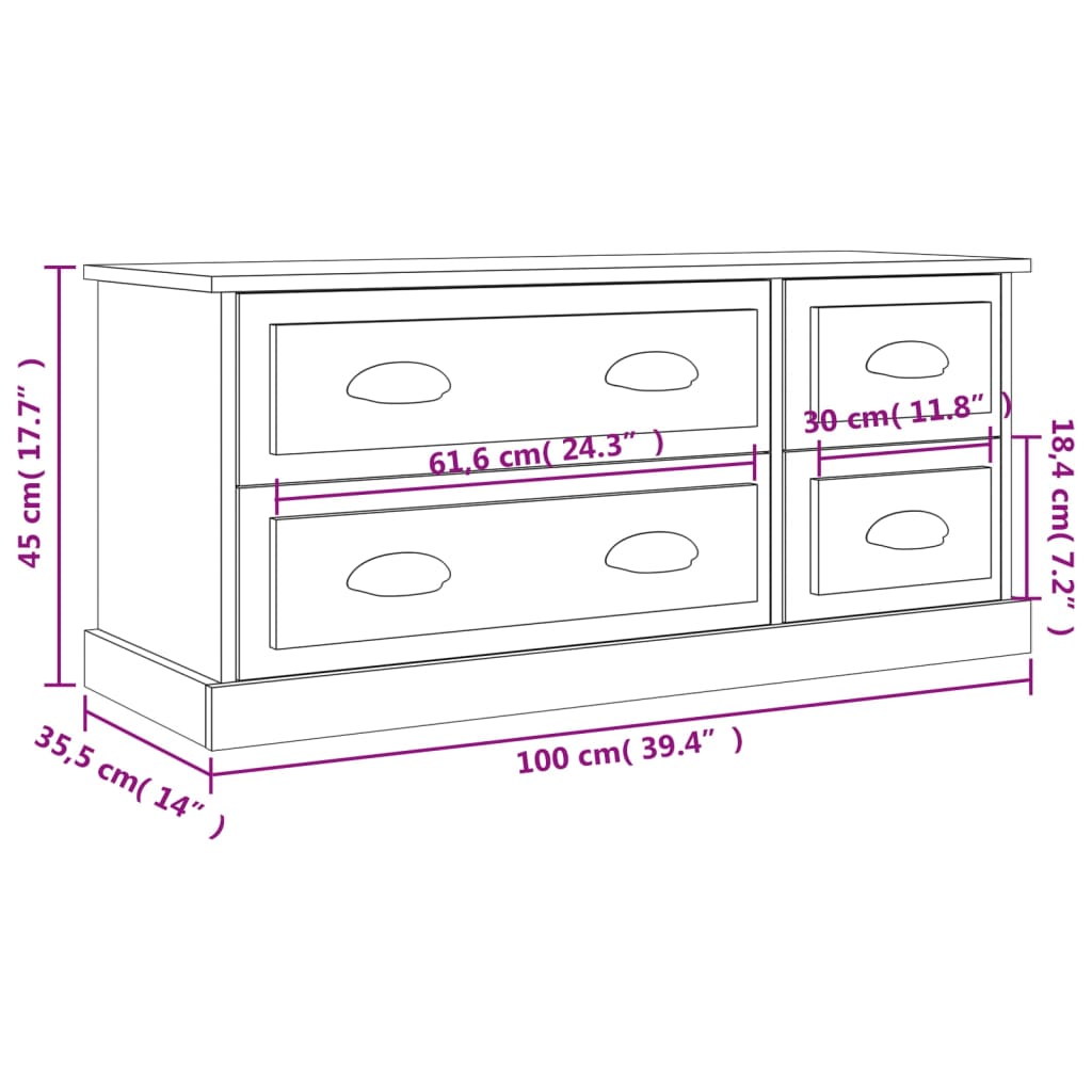 vidaXL Szafka pod TV, wysoki połysk, biała, 100x35,5x45 cm