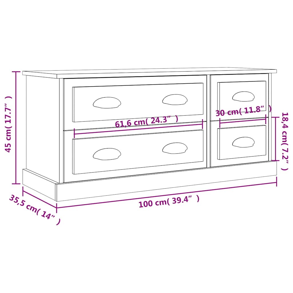 vidaXL Szafka pod TV, szarość betonu, 100x35,5x45 cm