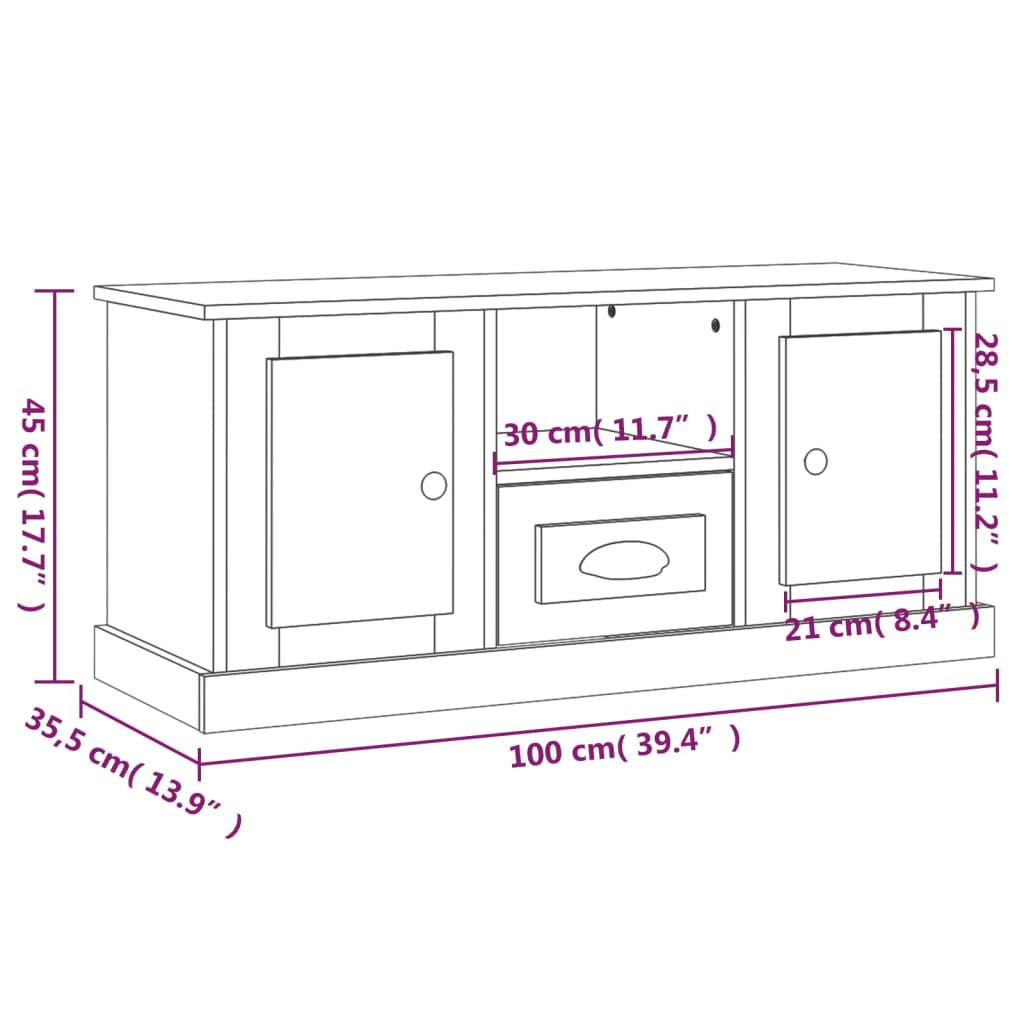 vidaXL Szafka pod TV, szarość betonu, 100x35,5x45 cm