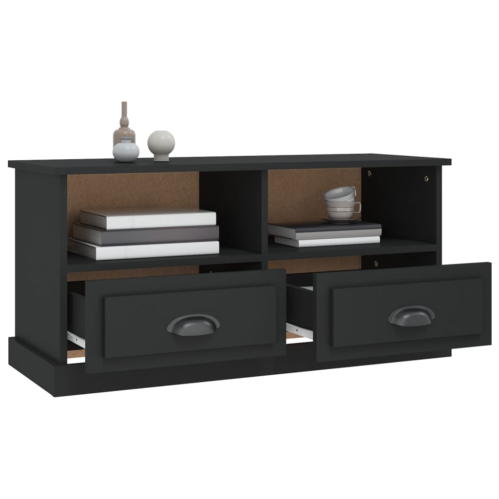 vidaXL Szafka pod TV, czarna, 93x35,5x45 cm, materiał drewnopochodny