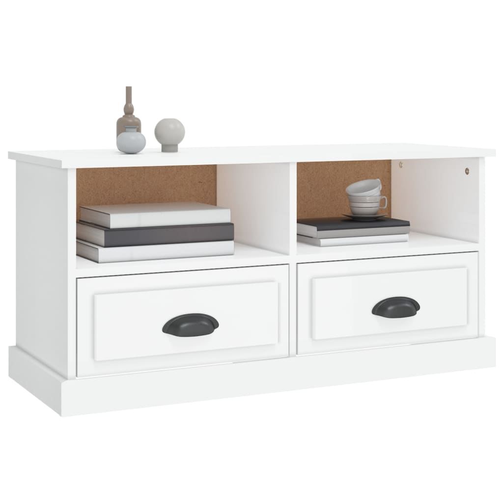 vidaXL Szafka pod TV, biała na wysoki połysk, 93x35,5x45 cm