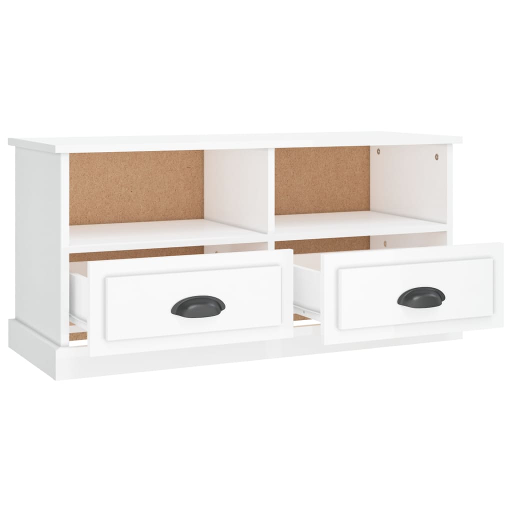 vidaXL Szafka pod TV, biała na wysoki połysk, 93x35,5x45 cm