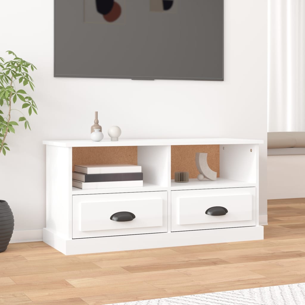 vidaXL Szafka pod TV, biała na wysoki połysk, 93x35,5x45 cm