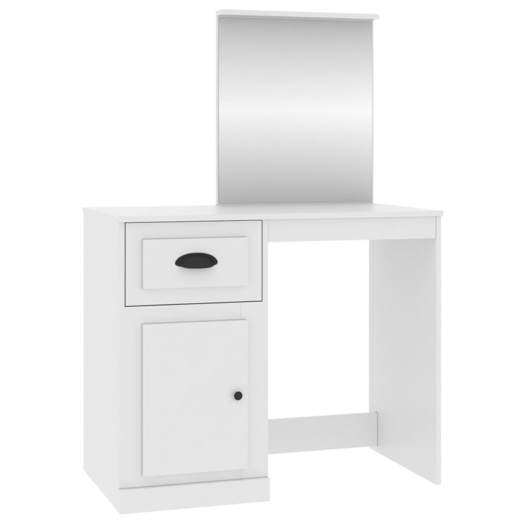 vidaXL Toaletka z lustrem, biała, 90x50x132,5 cm