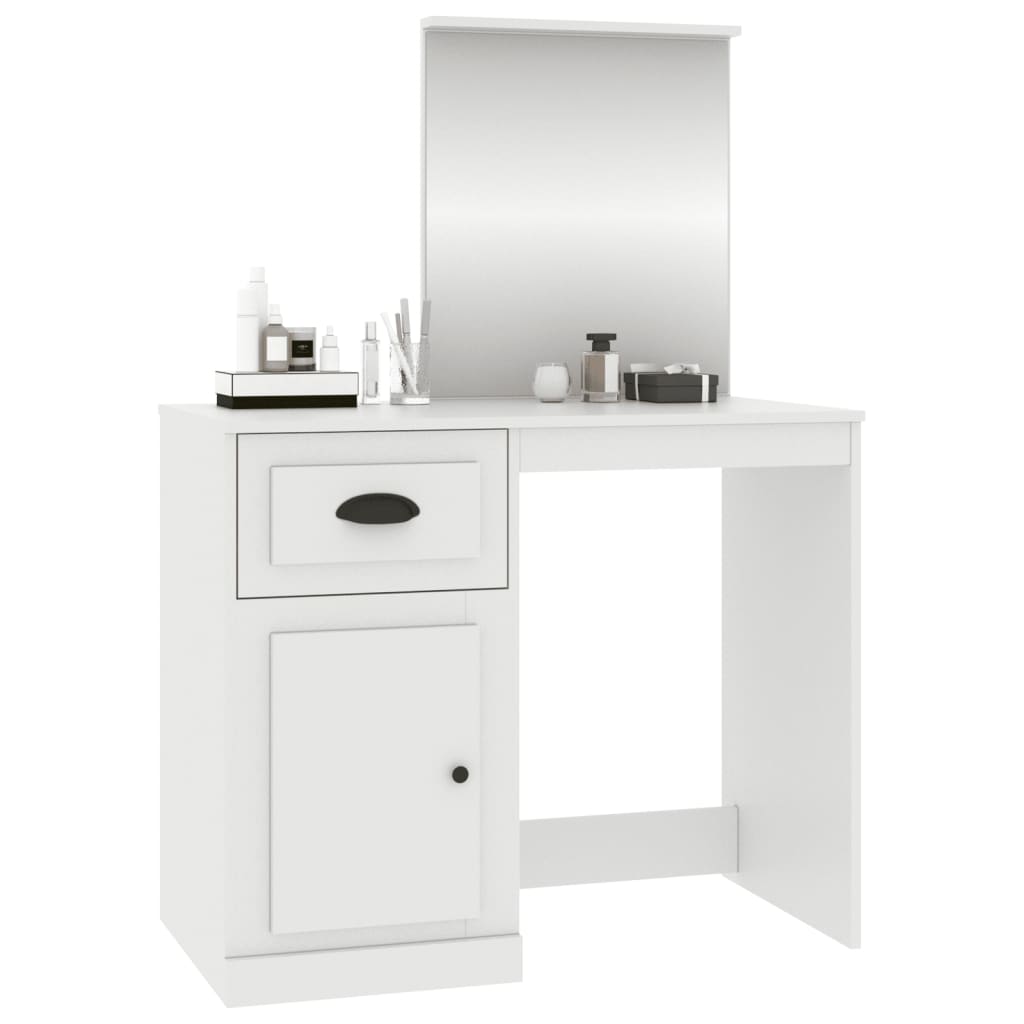 vidaXL Toaletka z lustrem, biała, 90x50x132,5 cm