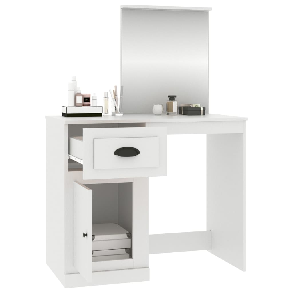 vidaXL Toaletka z lustrem, biała, 90x50x132,5 cm