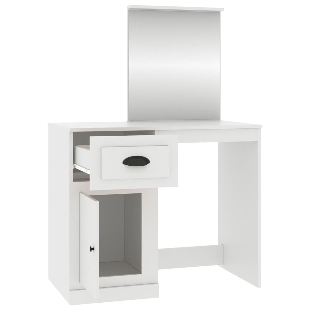 vidaXL Toaletka z lustrem, biała, 90x50x132,5 cm