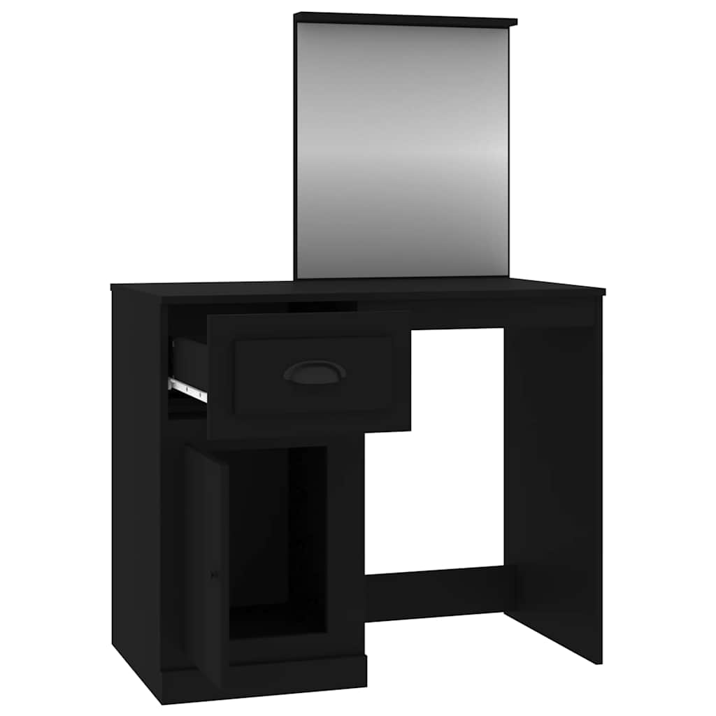 vidaXL Toaletka z lustrem, czarna, 90x50x132,5 cm
