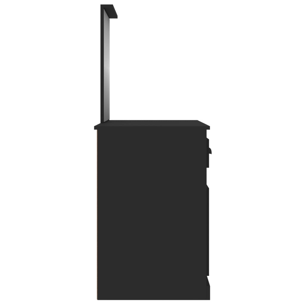 vidaXL Toaletka z lustrem, czarna, 90x50x132,5 cm
