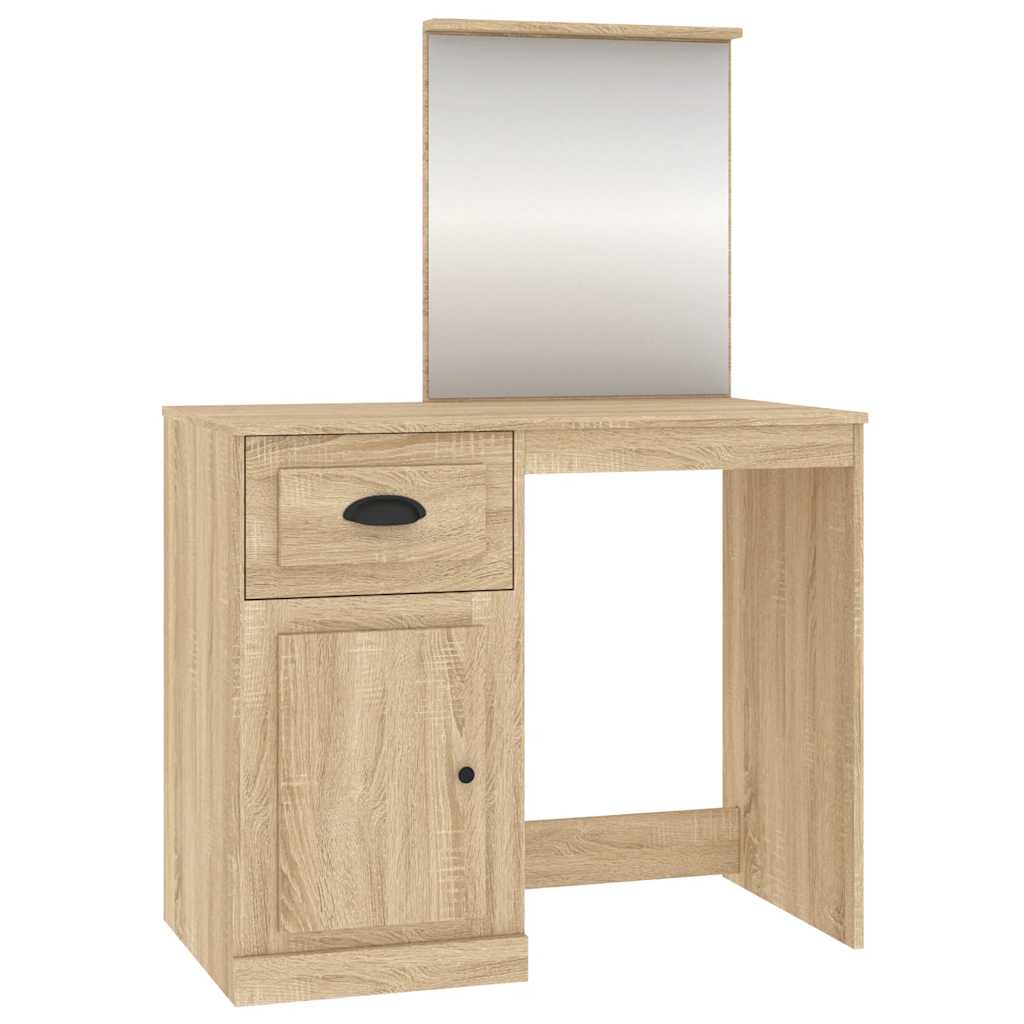 vidaXL Toaletka z lustrem, dąb sonoma, 90x50x132,5 cm