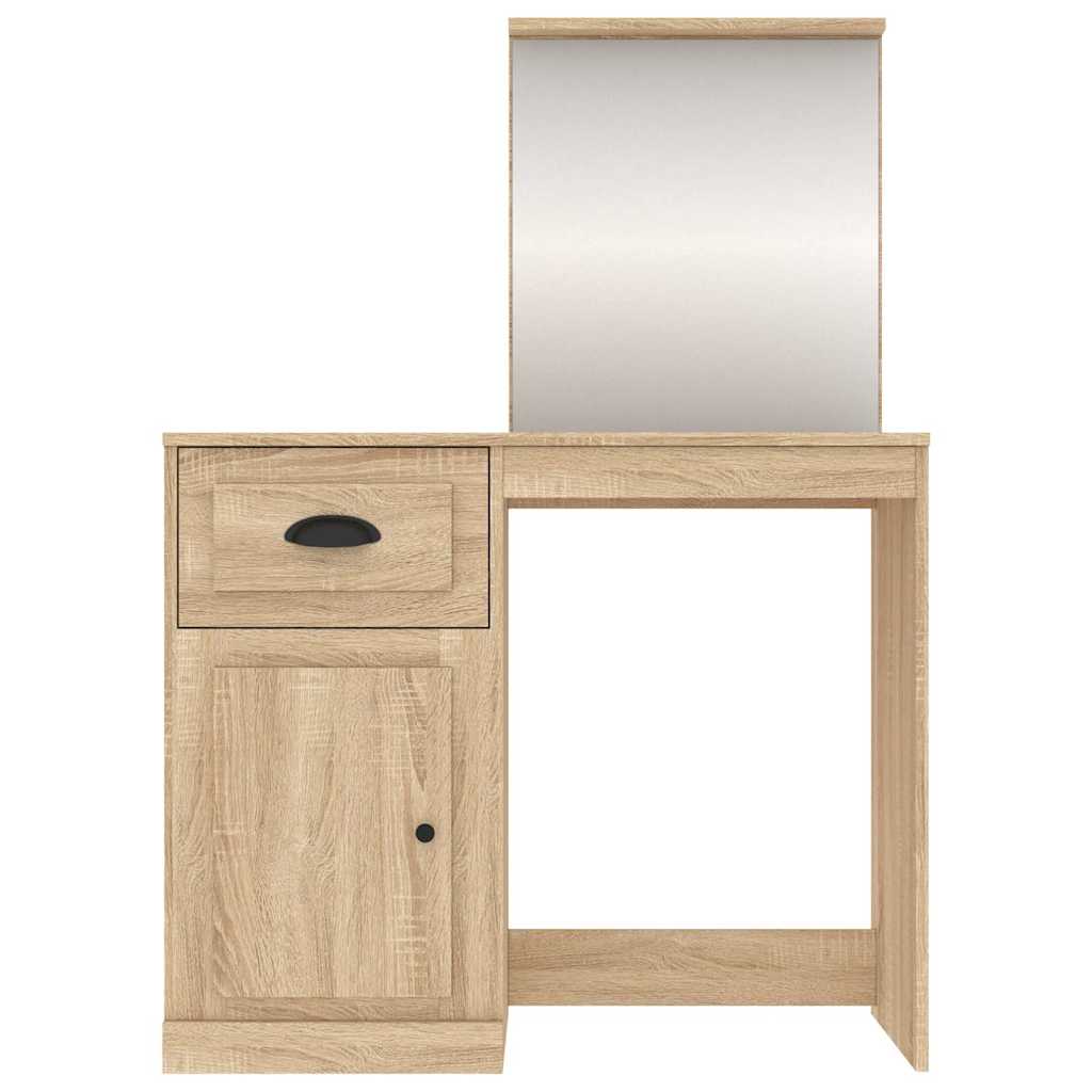 vidaXL Toaletka z lustrem, dąb sonoma, 90x50x132,5 cm