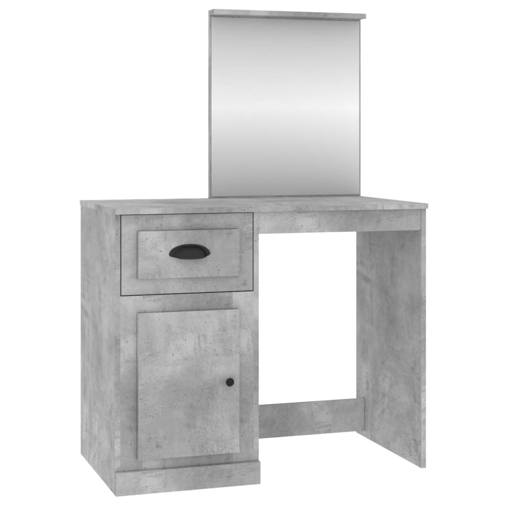 vidaXL Toaletka z lustrem, szarość betonu, 90x50x132,5 cm