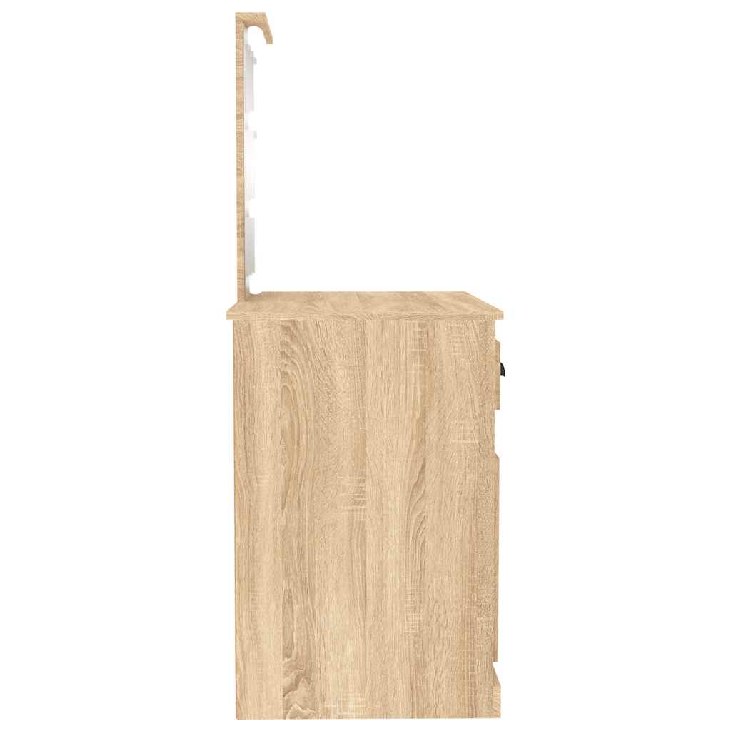 vidaXL Toaletka z LED, dąb sonoma, 90x50x132,5 cm