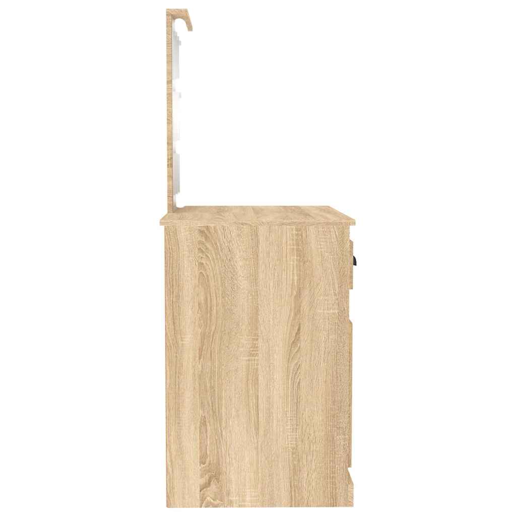 vidaXL Toaletka z LED, dąb sonoma, 90x50x132,5 cm