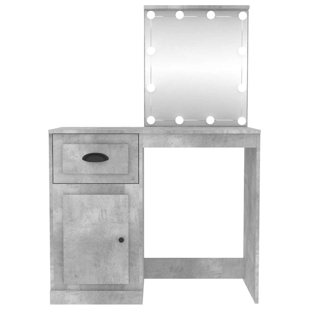 vidaXL Toaletka z LED, szarość betonu, 90x50x132,5 cm