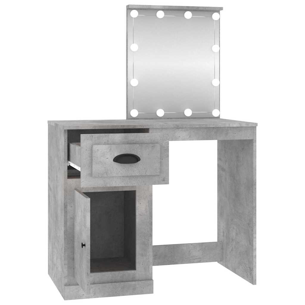 vidaXL Toaletka z LED, szarość betonu, 90x50x132,5 cm