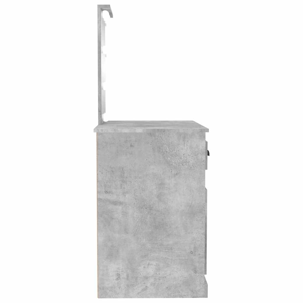 vidaXL Toaletka z LED, szarość betonu, 90x50x132,5 cm