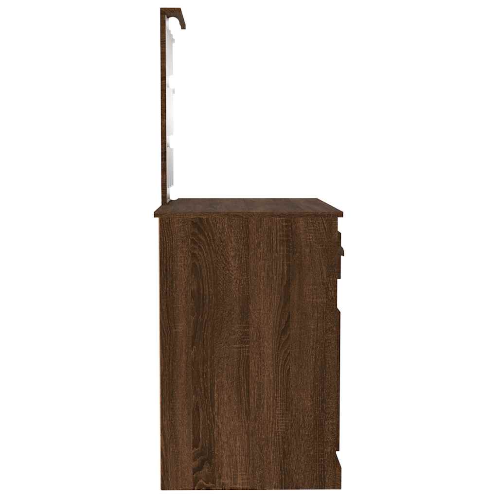 vidaXL Toaletka z LED, brązowy dąb, 90x50x132,5 cm