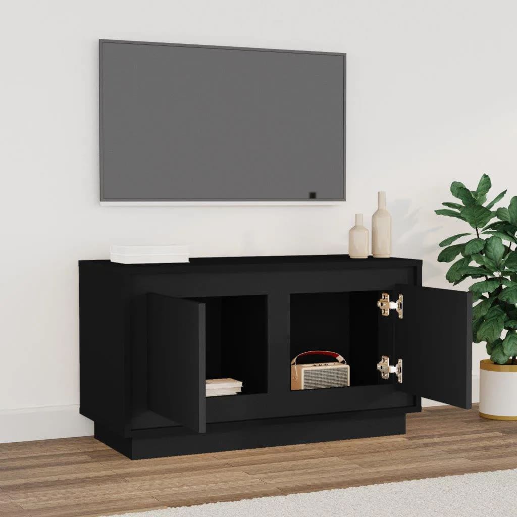 vidaXL Szafka pod TV, czarna, 80x35x45 cm, materiał drewnopochodny