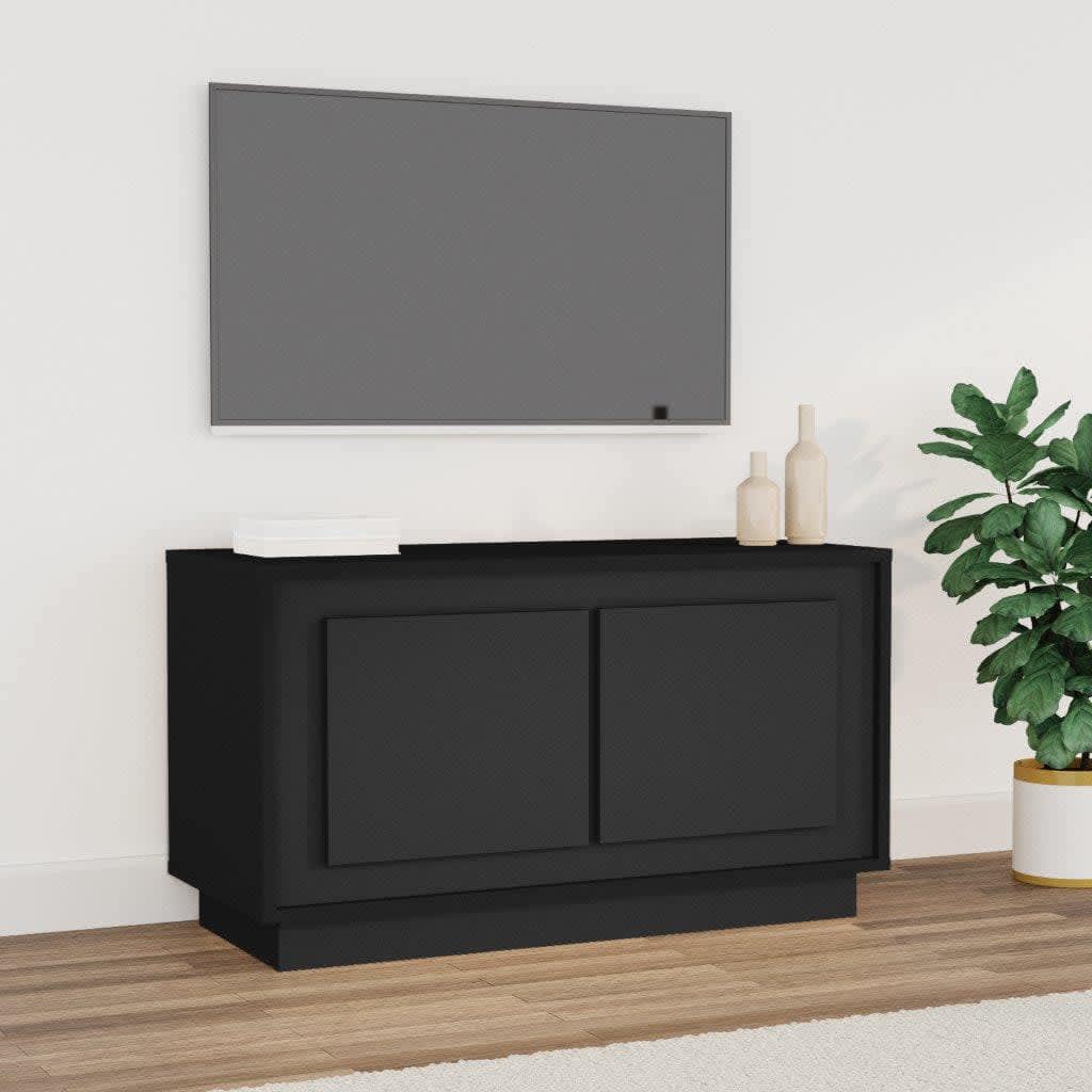 vidaXL Szafka pod TV, czarna, 80x35x45 cm, materiał drewnopochodny