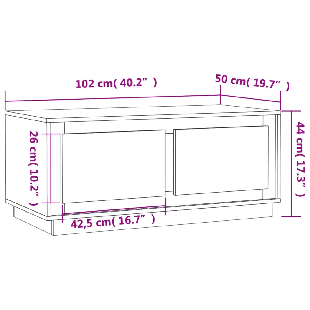 vidaXL Stolik kawowy, czarny 102x50x44 cm, materiał drewnopochodny
