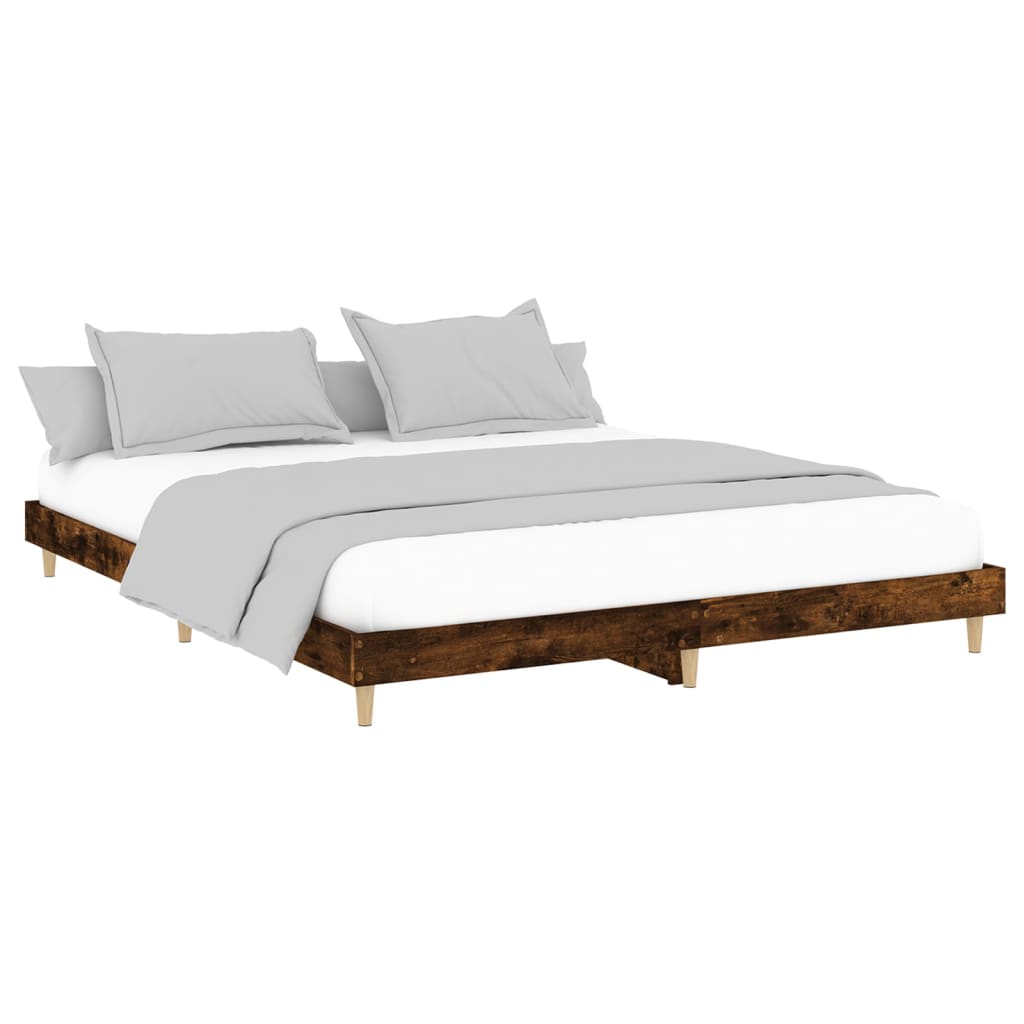 vidaXL Rama łóżka bez materaca dąb wędzony 200x200 cm drewno klejone