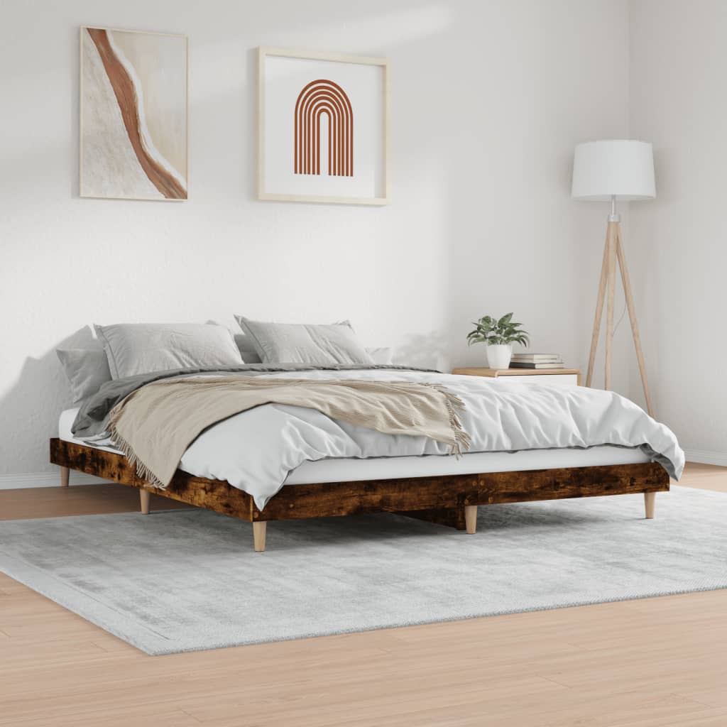 vidaXL Rama łóżka bez materaca dąb wędzony 200x200 cm drewno klejone