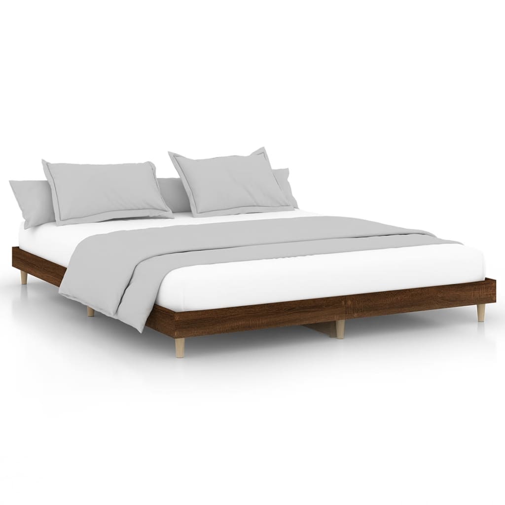 vidaXL Rama łóżka bez materaca Brązowy dąb 200x200 cm Drewno klejone