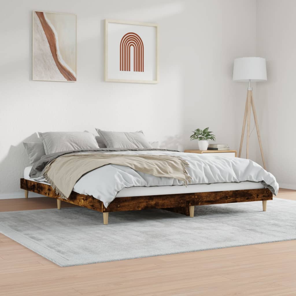 vidaXL Rama łóżka bez materaca dąb wędzony 160x200cm drewno klejone